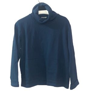 Wrap London Sweatshirt Blue 8 Boxy Funnel Neck Pullover Pockets Organic Cotton